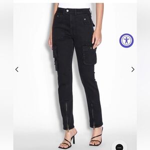 NWT! Ksubi Straight Up Stealth Cargo Pants Black Womens 26 Utility Streetwear